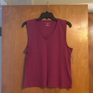 Talbots Sleeveless V-Neck Tank Top - Rich Magenta